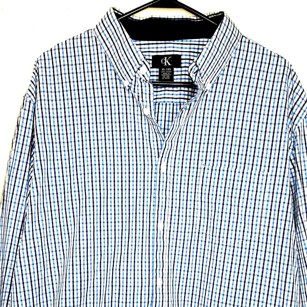 Calvin Klein Button Up Long Sleeve Plaid Mens XL